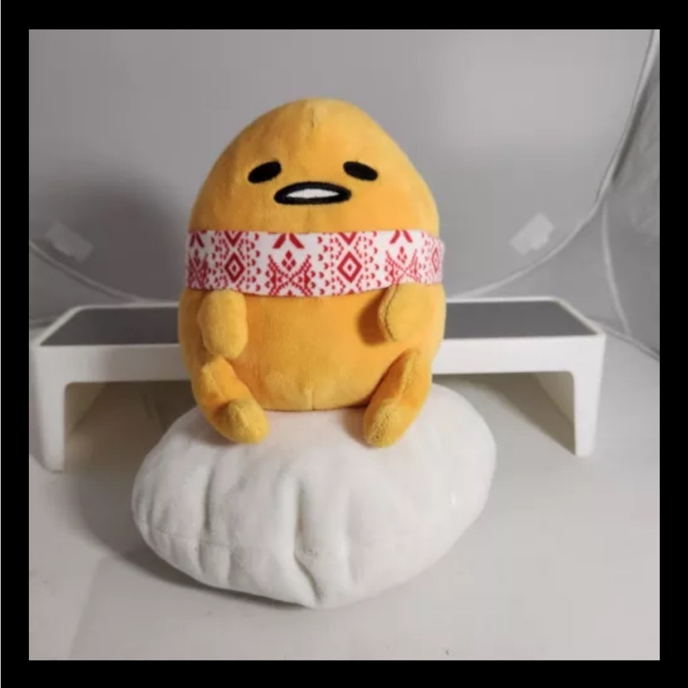 Gudetama The Lazy Egg Plush With Holiday Scarf 9” Stuffed Toy By Sanrio READ